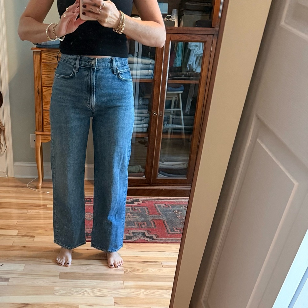 Agolde Straight Leg Jeans in Medium Blue Wash